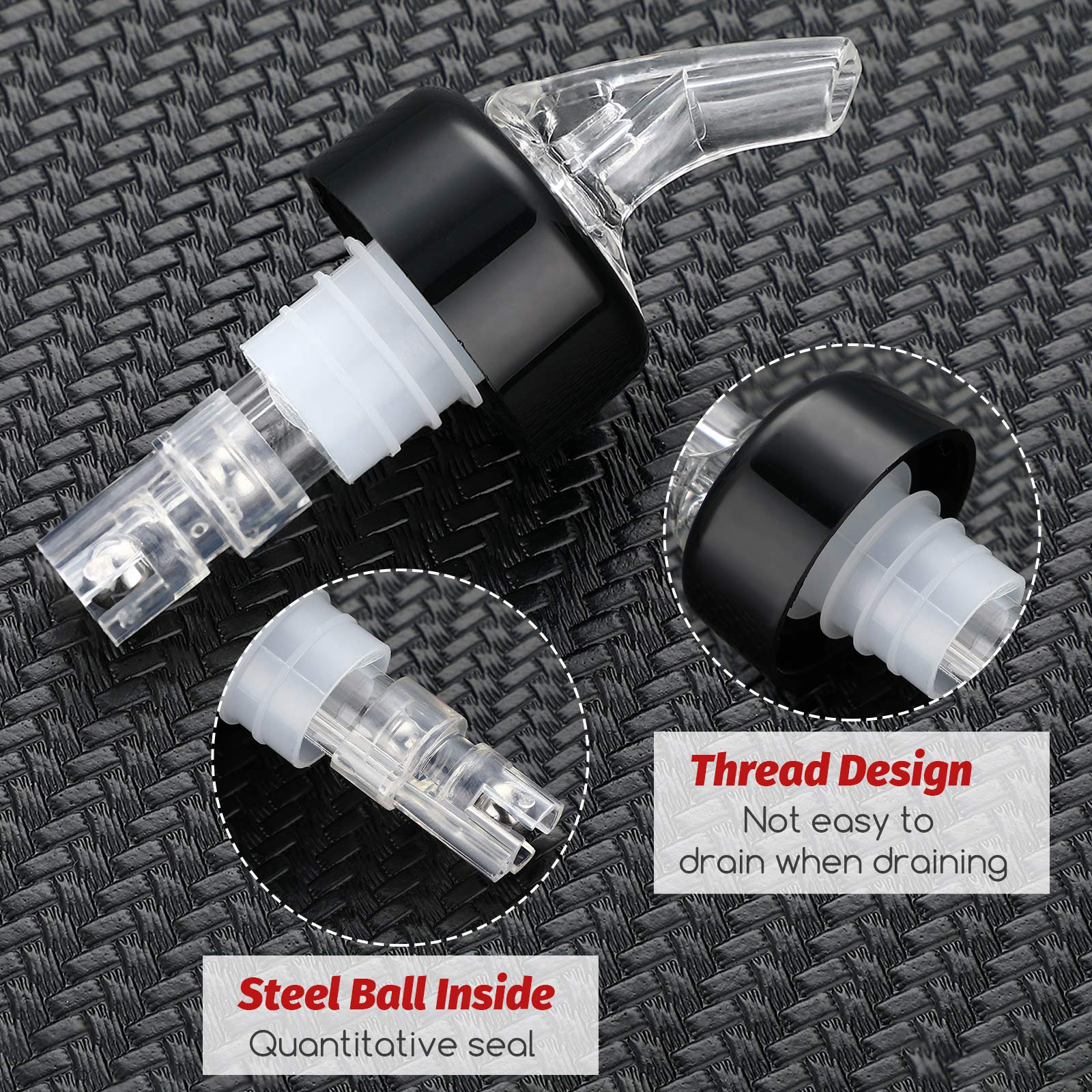 BBTO pourer showing internal stainless steel ball bearings for durability.