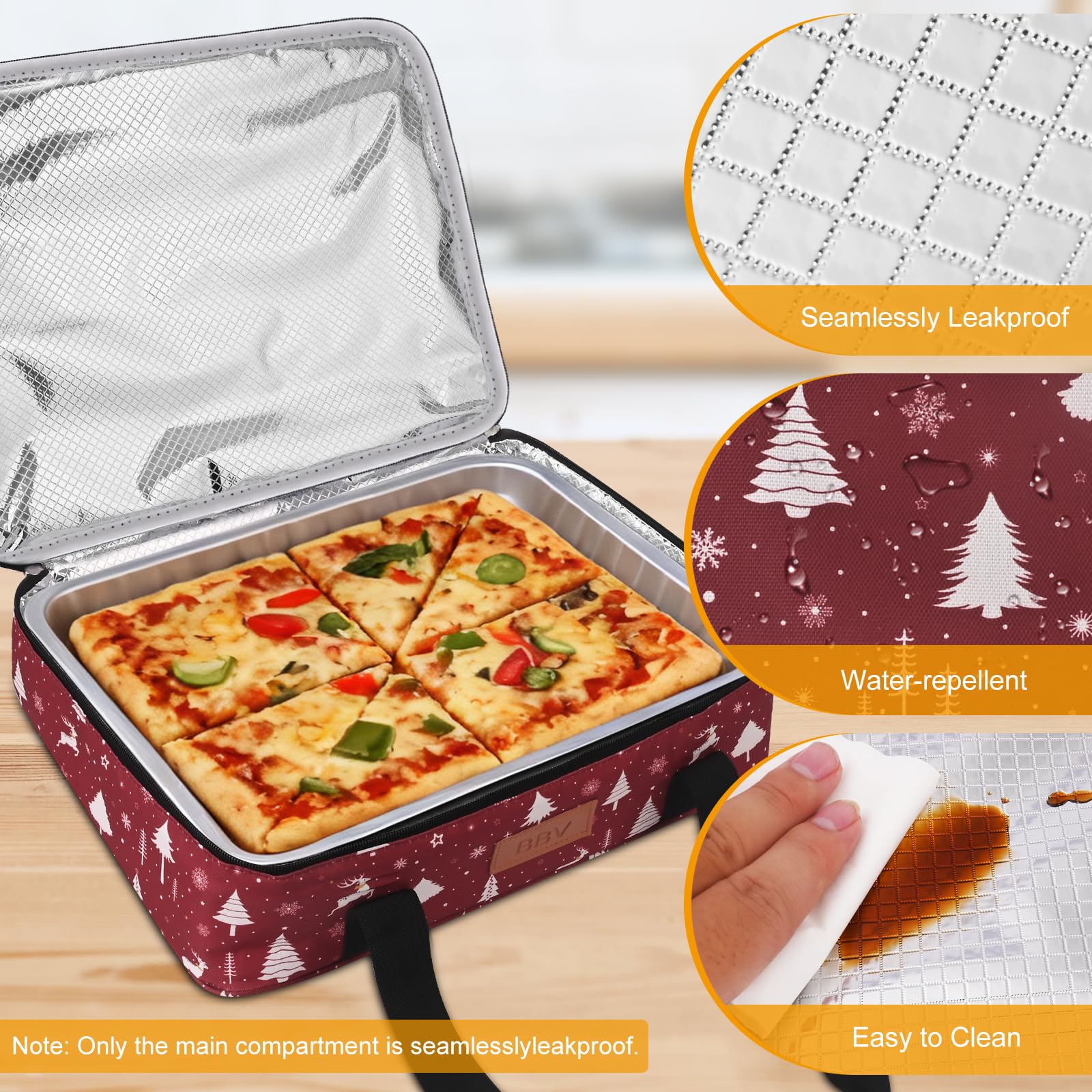 BBV Christmas insulated casserole carrier durable nylon construction for long-lasting use