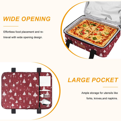 BBV Christmas insulated casserole carrier leak-proof zipper keeps contents protected