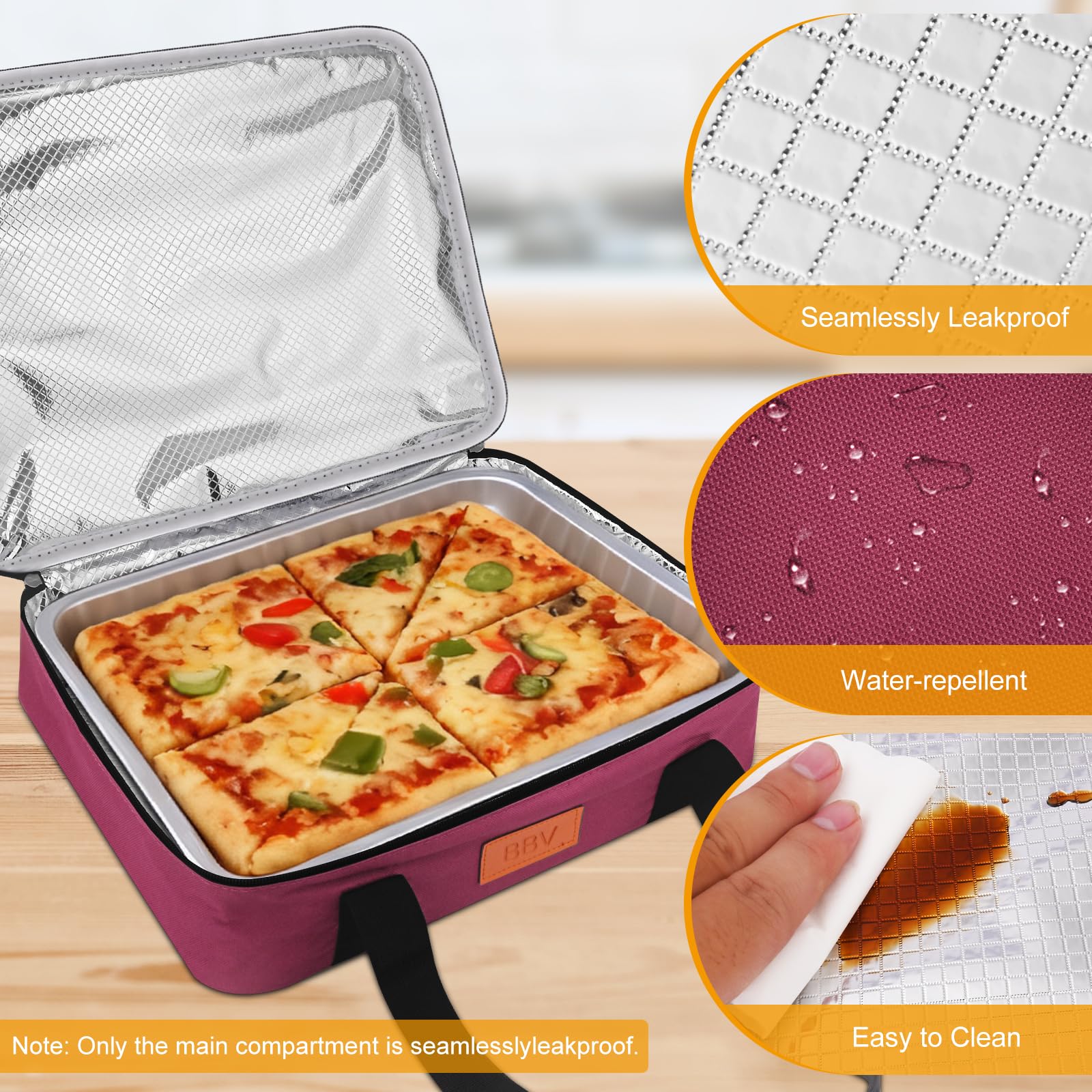 Food-grade interior keeps temperature and freshness for hours during serving.