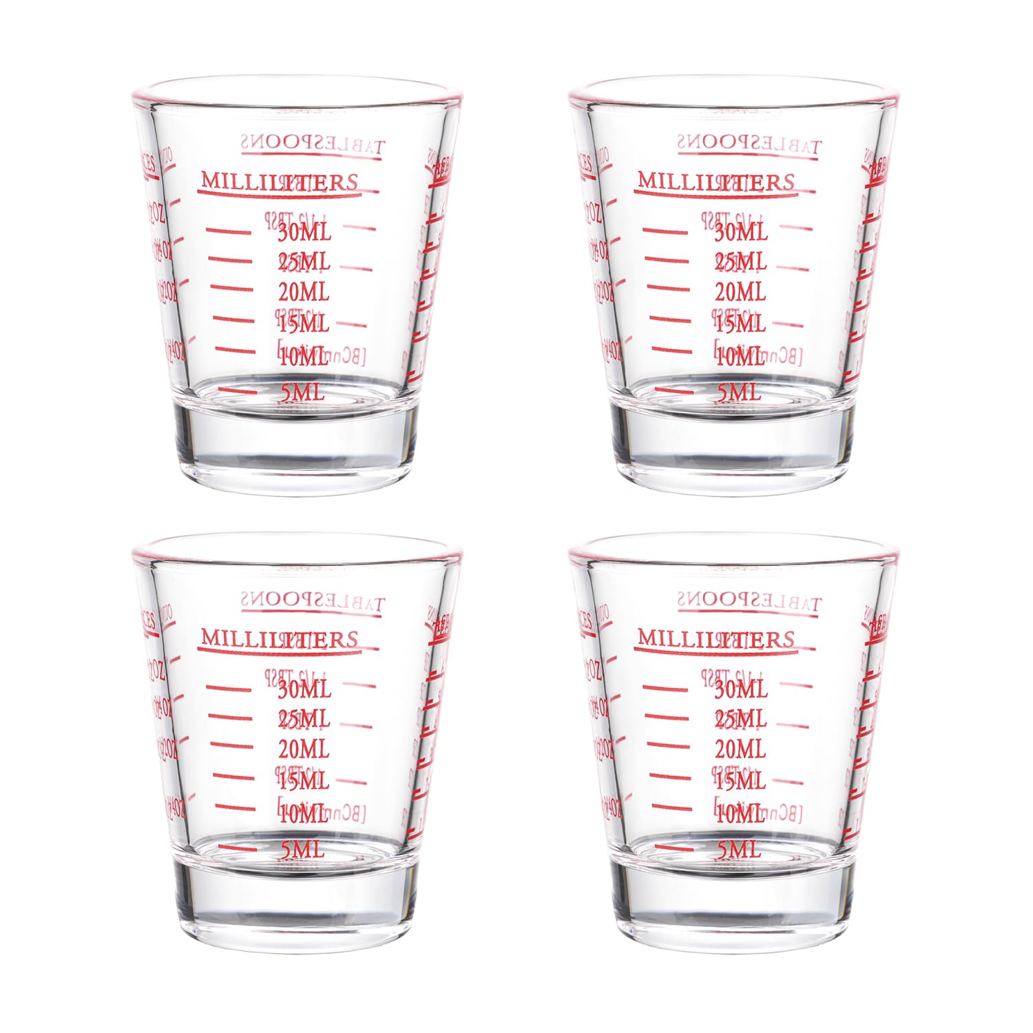 BCnmviku red shot glasses with 1oz mark for precise measurements.