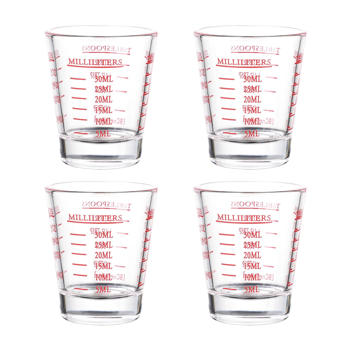 BCnmviku red shot glasses with 1oz mark for precise measurements.