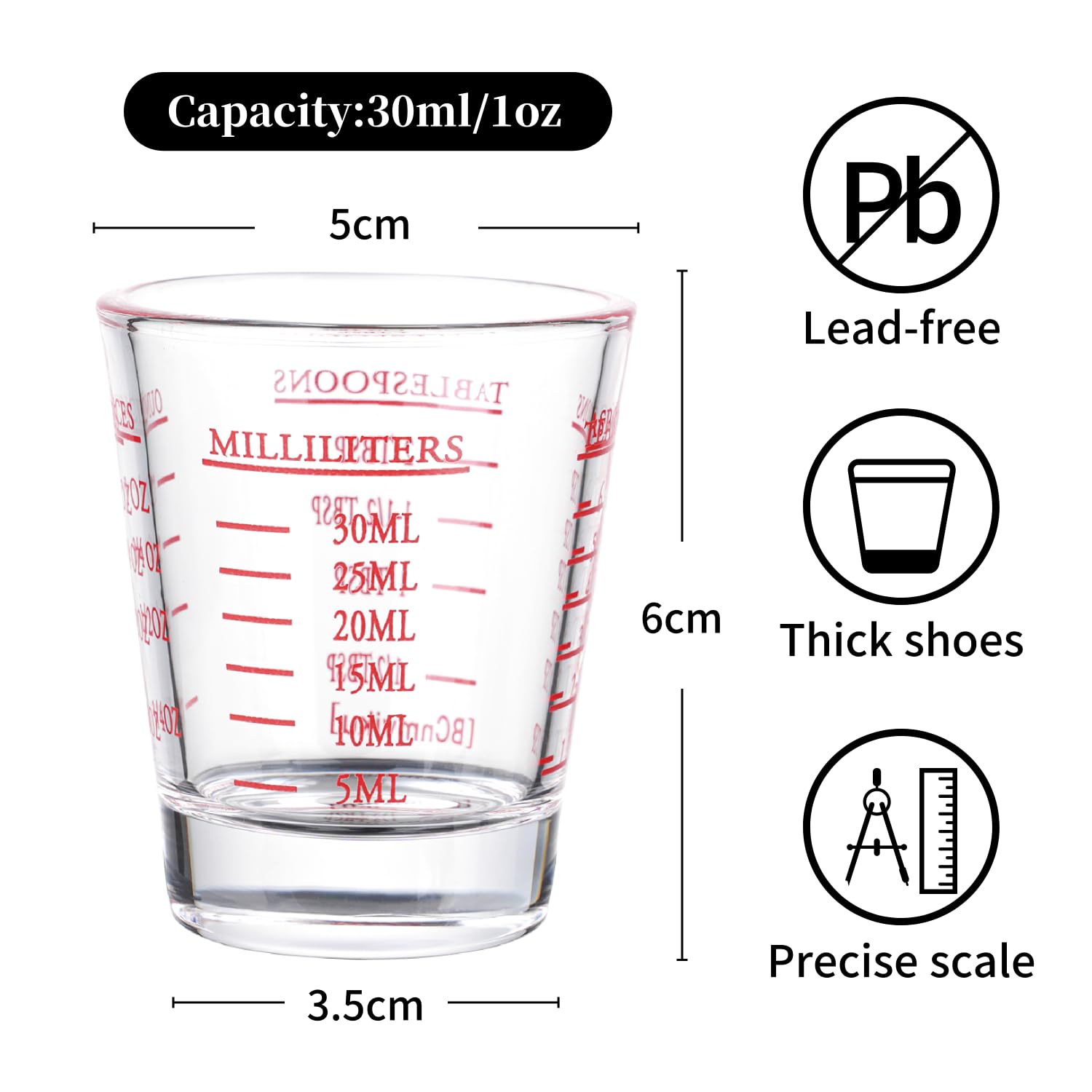 BCnmviku red shot glass shows 6tsp marks for easy mixing.