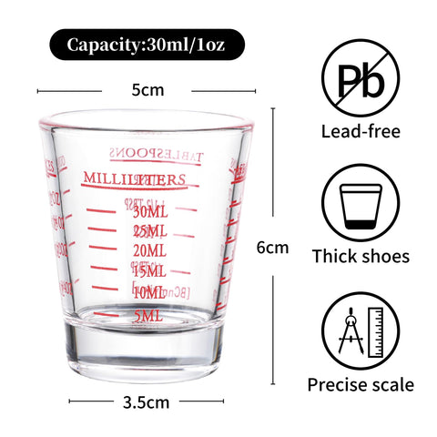 BCnmviku red shot glass shows 6tsp marks for easy mixing.