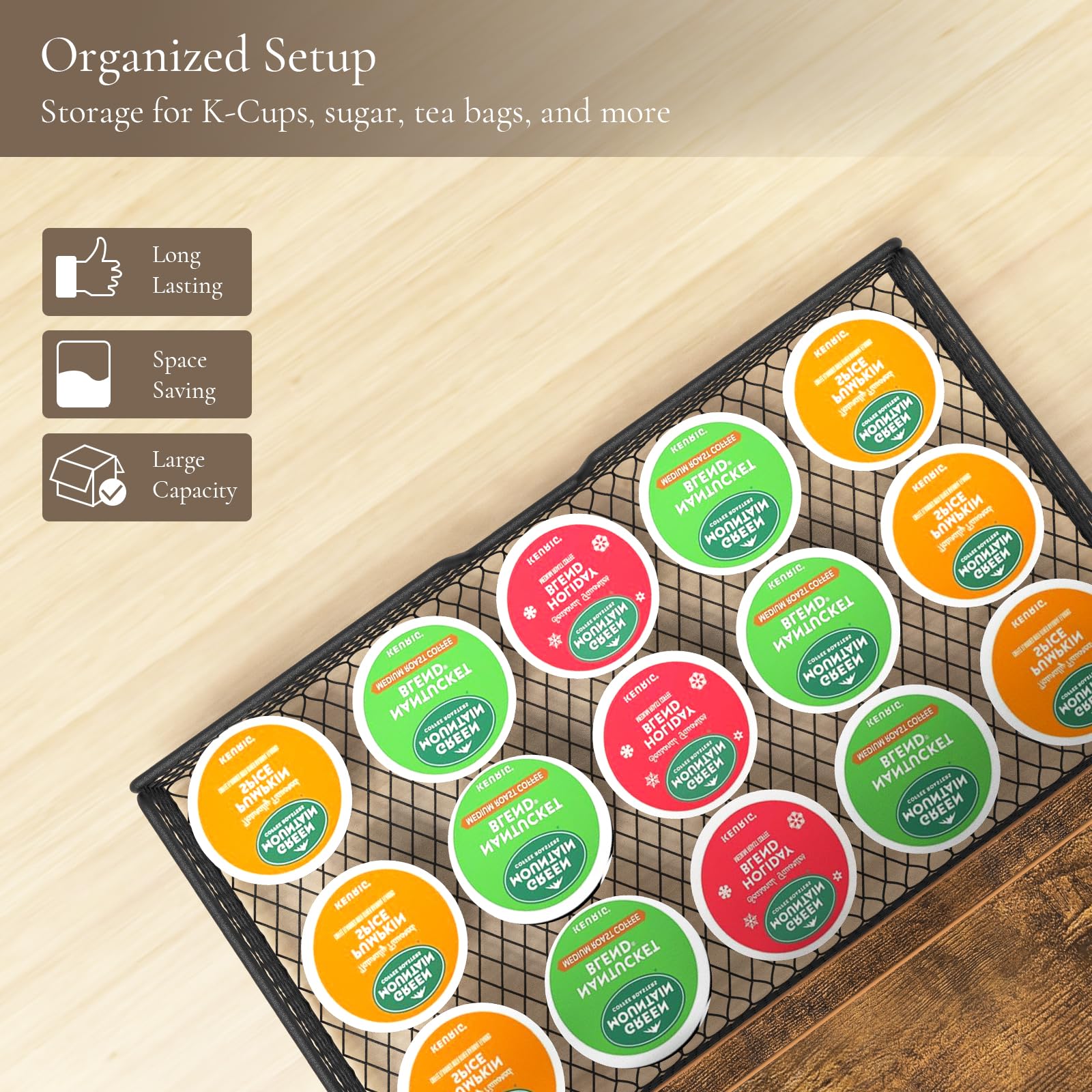 BCOZLUX coffee pod drawer keeps pods neatly organized for fast brew prep.