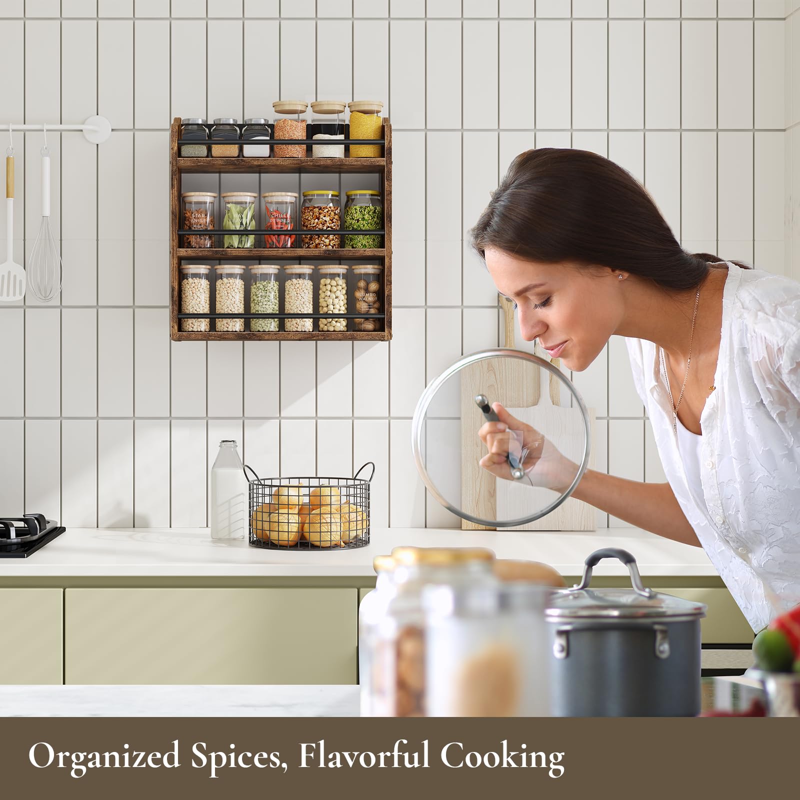 BCOZLUX compact 3-tier spice rack fits small counters and improves organization.