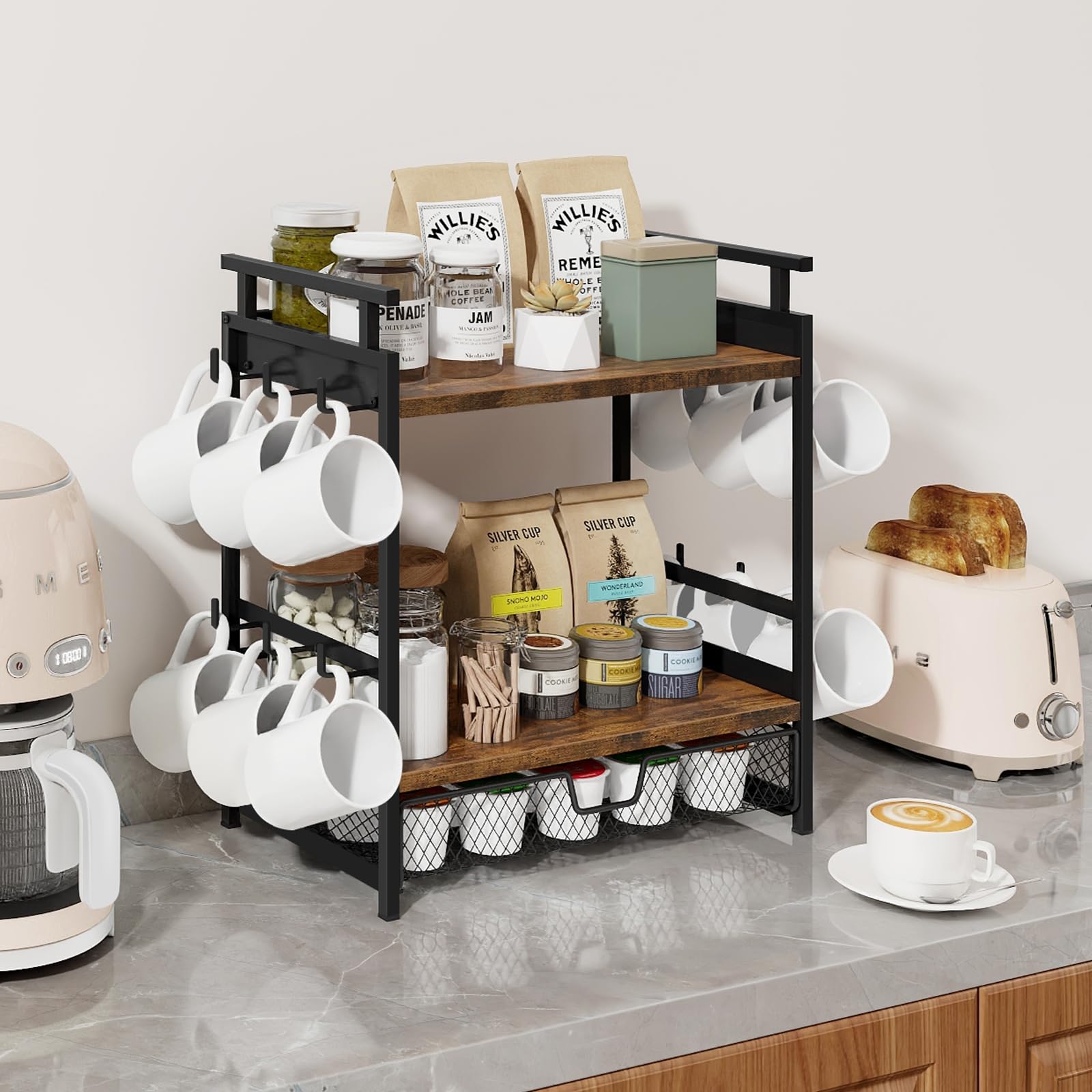 BCOZLUX all-in-one coffee station boosts home organization.