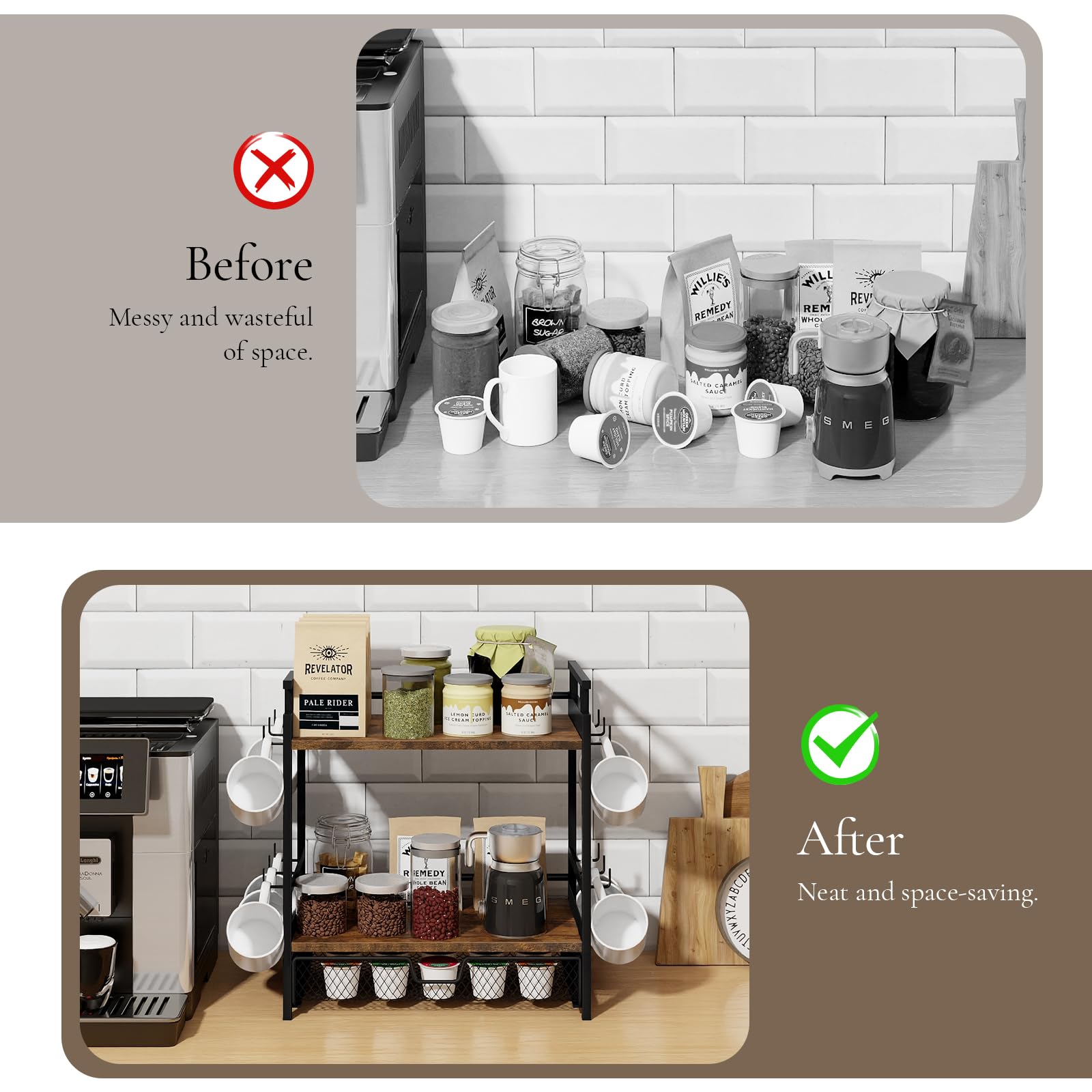 BCOZLUX K-Cup drawer stores pods for quick prep.