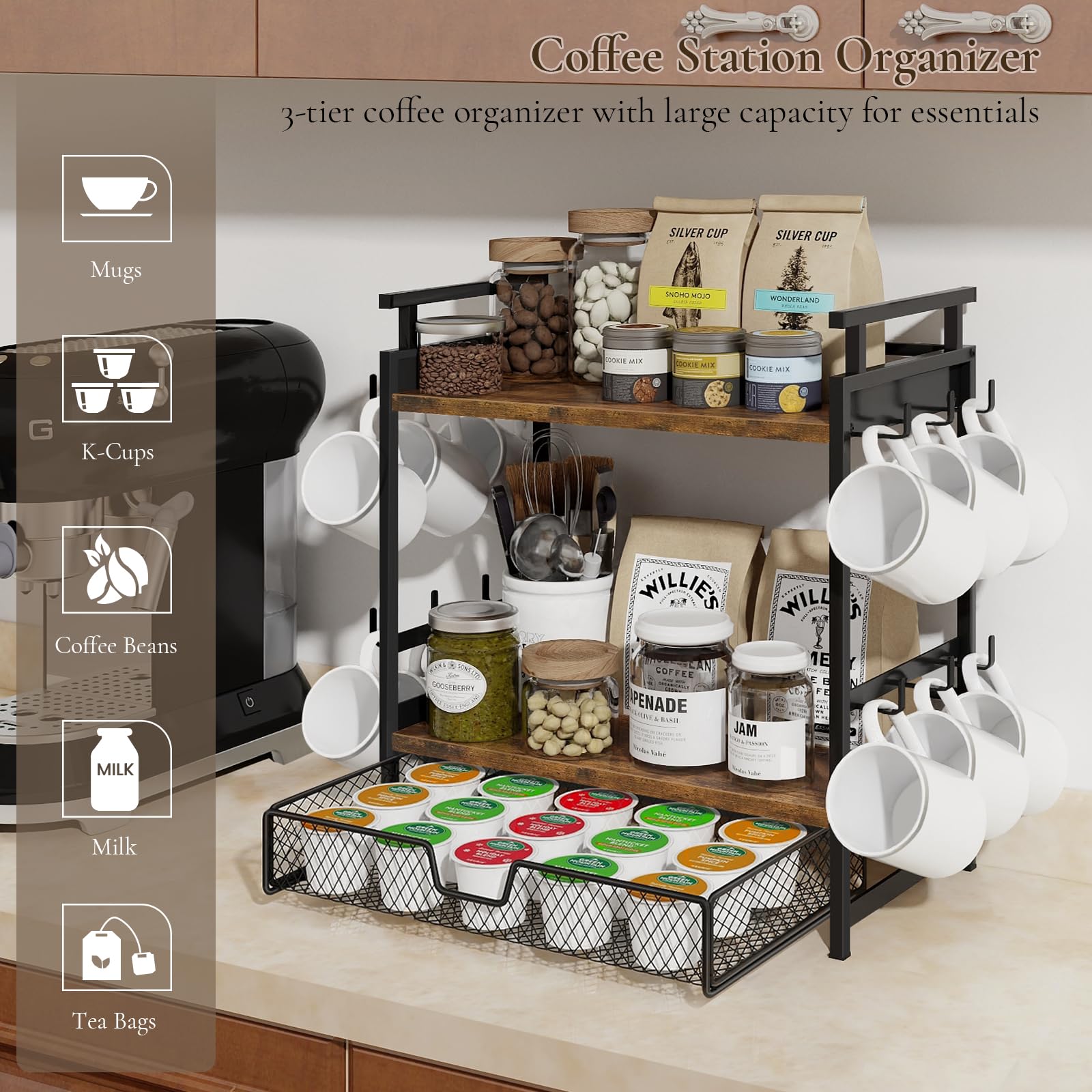 BCOZLUX mug hooks keep cups organized for daily brewing.