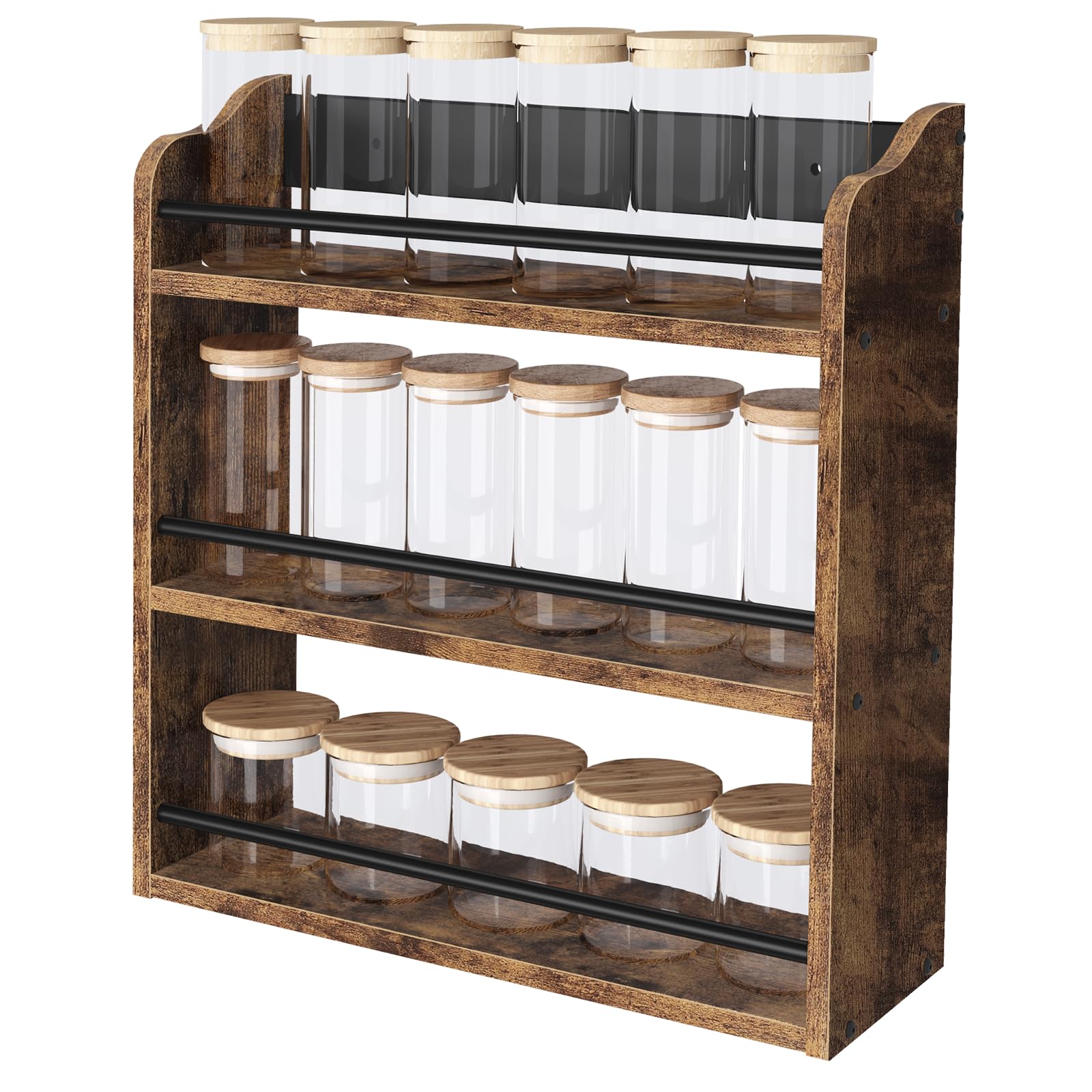 BCOZLUX rustic brown wood with black metal bar design enhances decor.