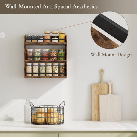 BCOZLUX three-tier wooden spice rack displayed on a countertop for tidy storage.