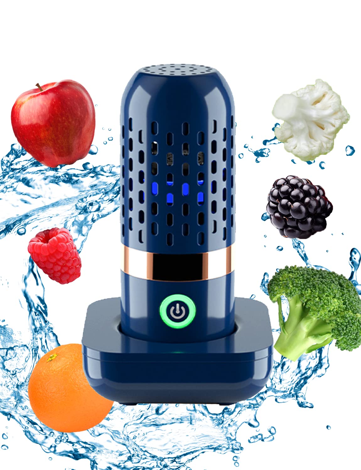 BCRTO vegetable cleaner on wireless dock for easy kitchen setup.