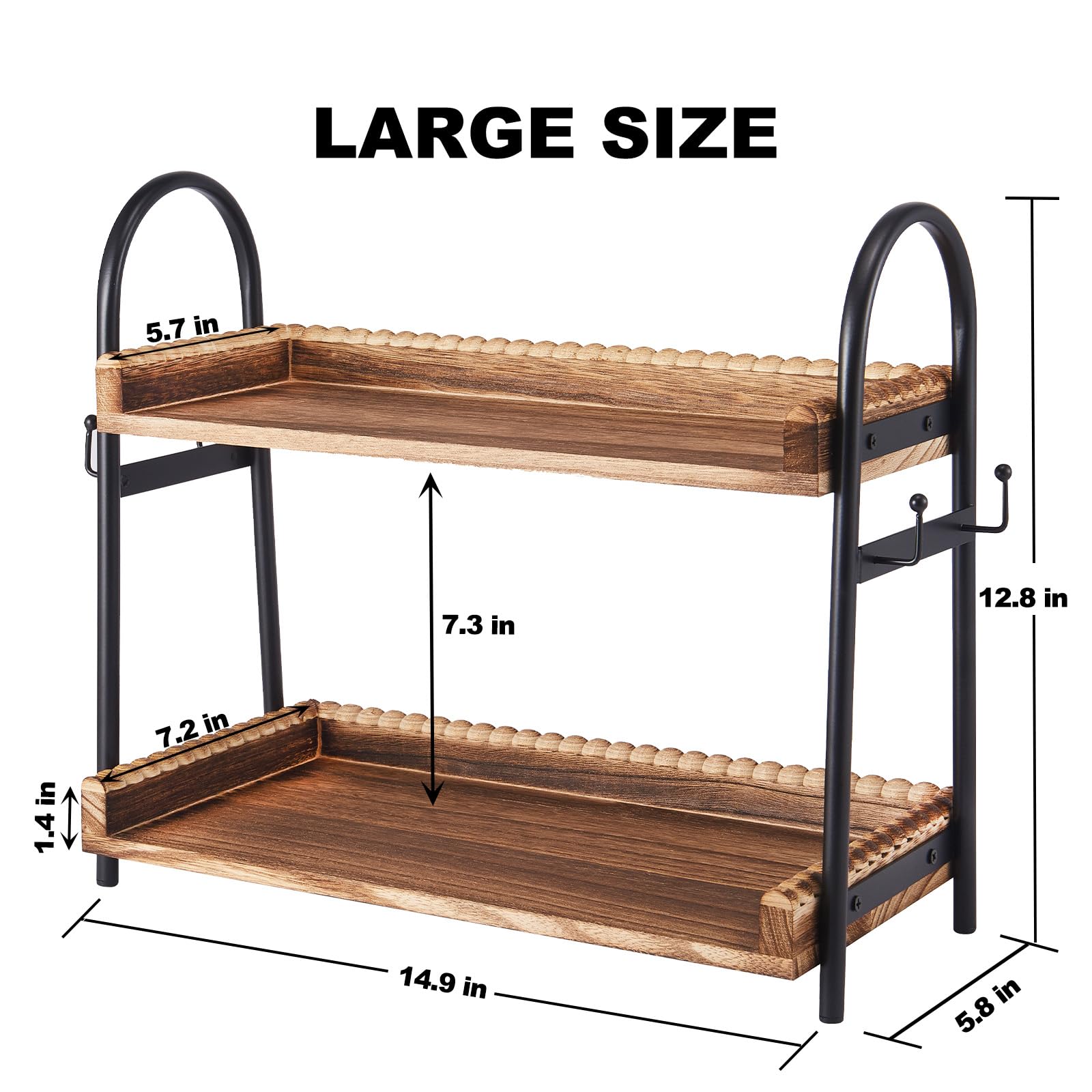 BDBDYEAY coffee bar with 4 cup hooks for secure mug storage