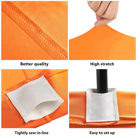 BDDC orange washable tablecloth draped neatly, stain-resistant for parties