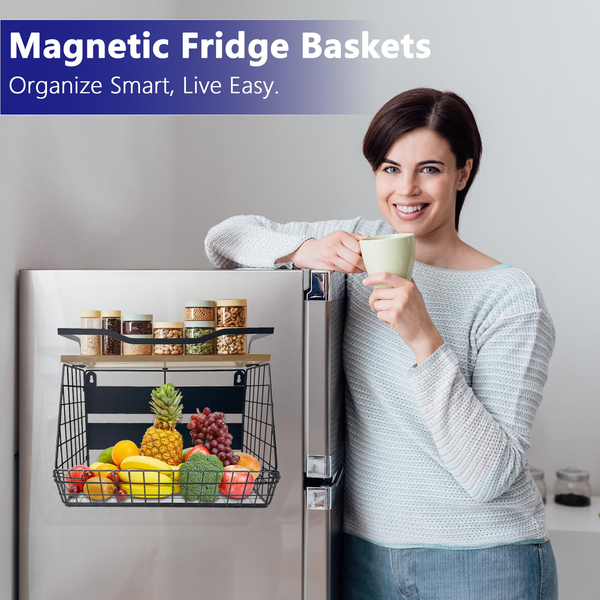 Bealy magnetic spice rack with guardrail top keeps spices secure and accessible.