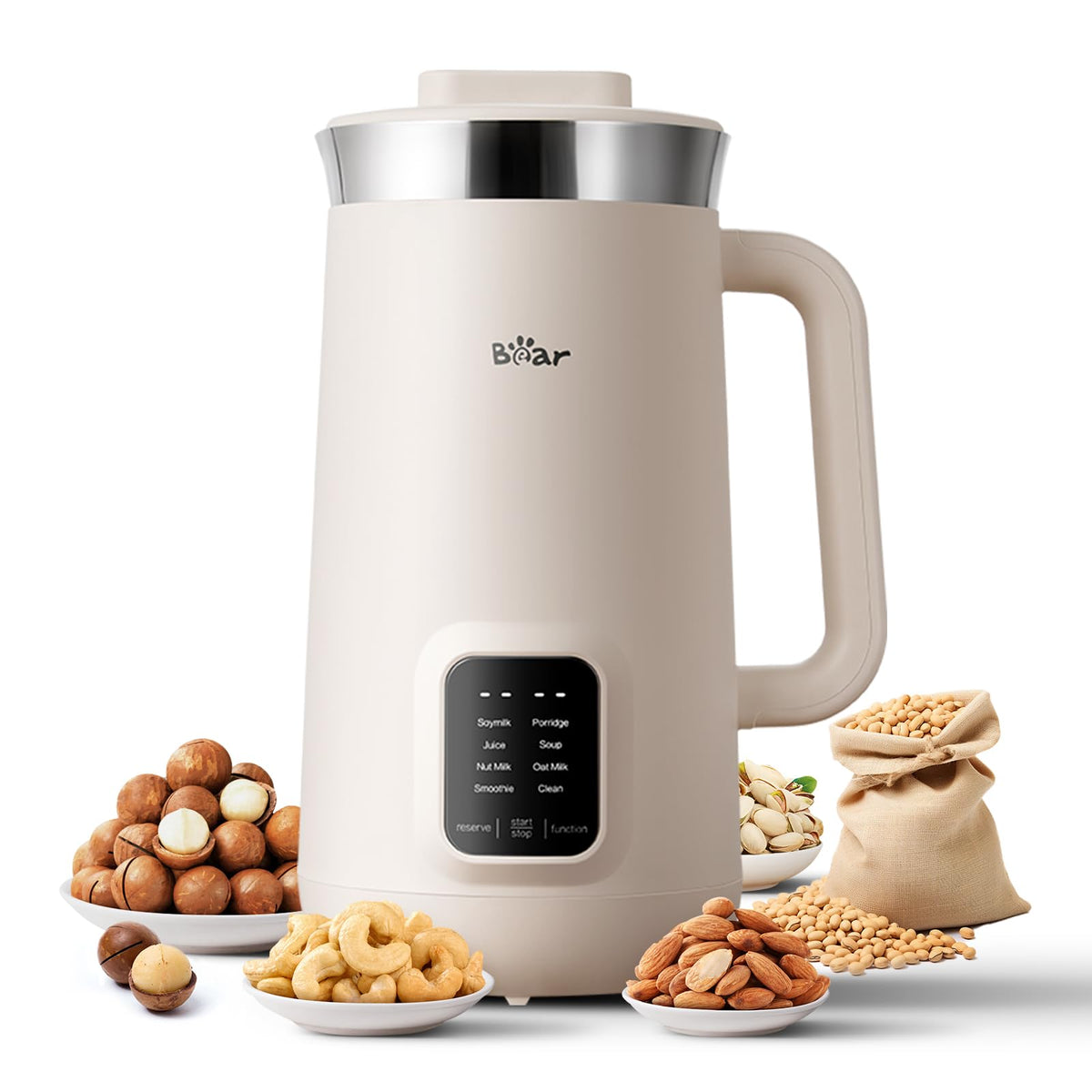 Bear 8-in-1 Nut Milk Maker front view for versatile dairy-free drinks