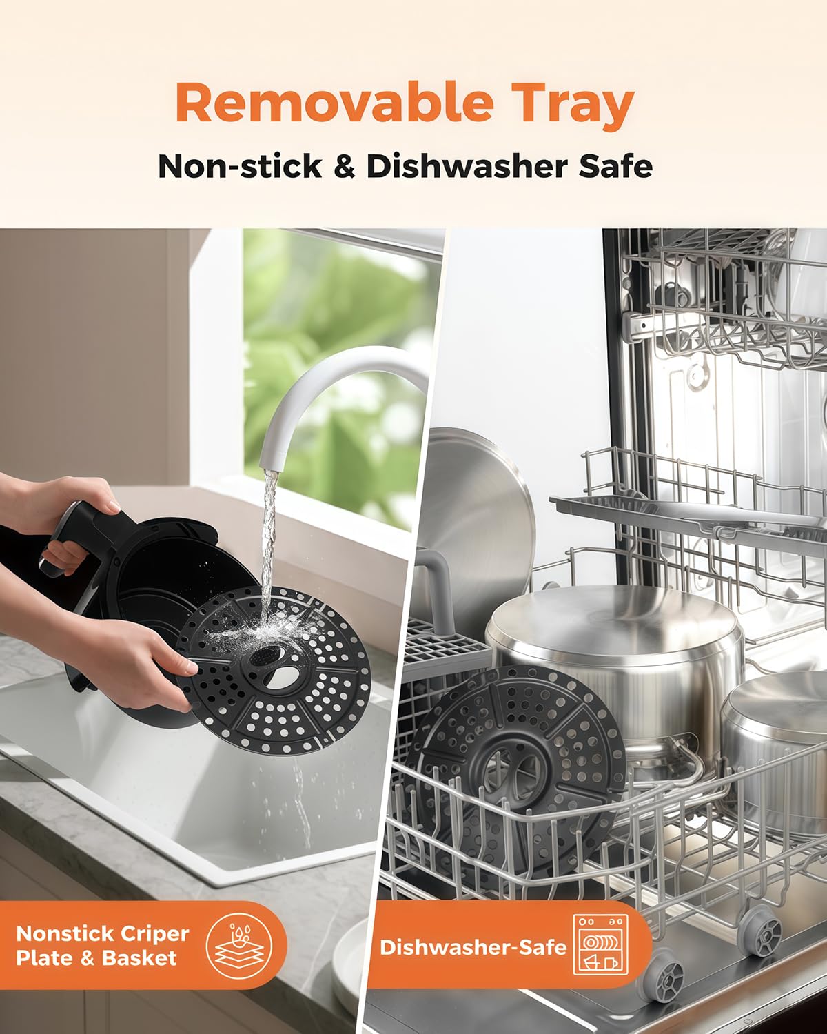 Bear air fryer dishwasher-safe tray makes post-meal cleaning easy.