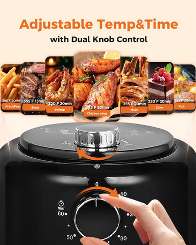 Bear air fryer 360° rapid air circulation crisps with less oil.