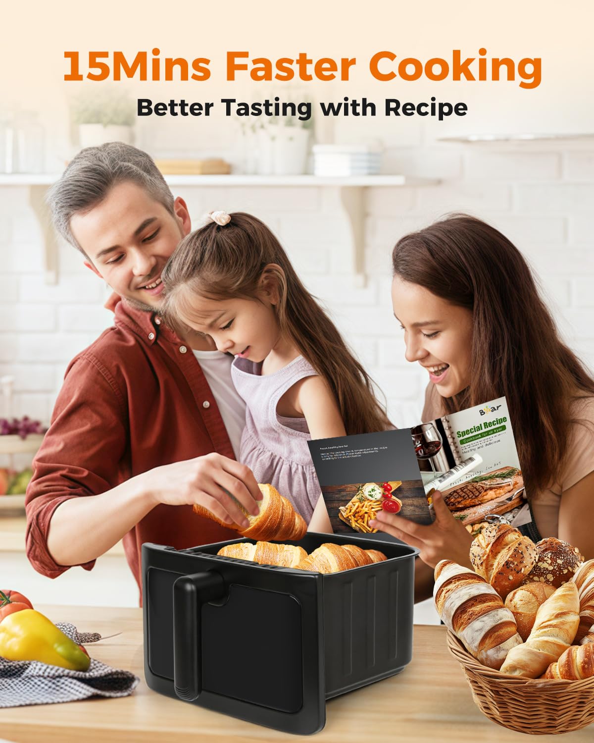 Bear Air Fryer even airflow design for healthier frying with less oil.