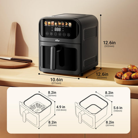 Bear Air Fryer transparent viewing window to monitor progress without opening.