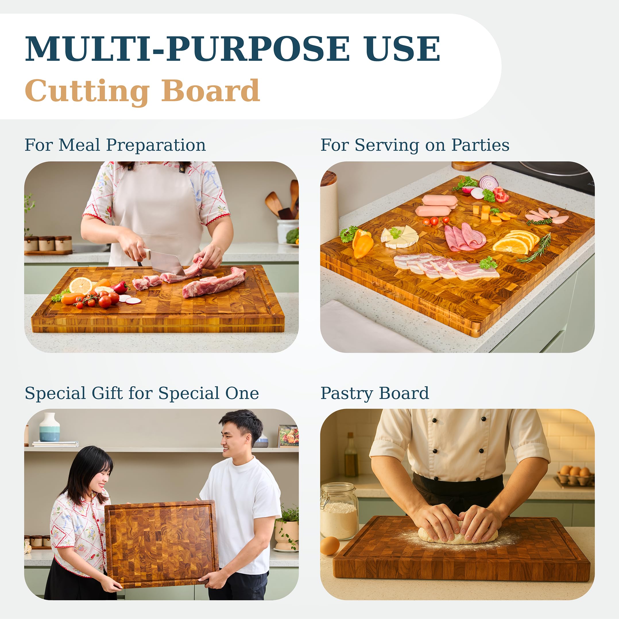 BEAR CHOP Acacia board features a juice groove for clean, mess-free slicing
