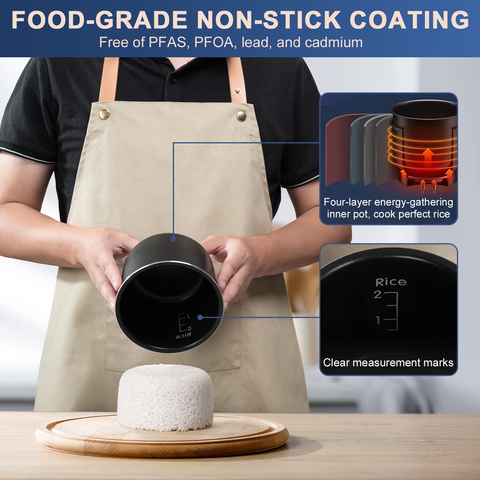 Bear mini rice cooker in a compact kitchen demonstrates space-saving appeal