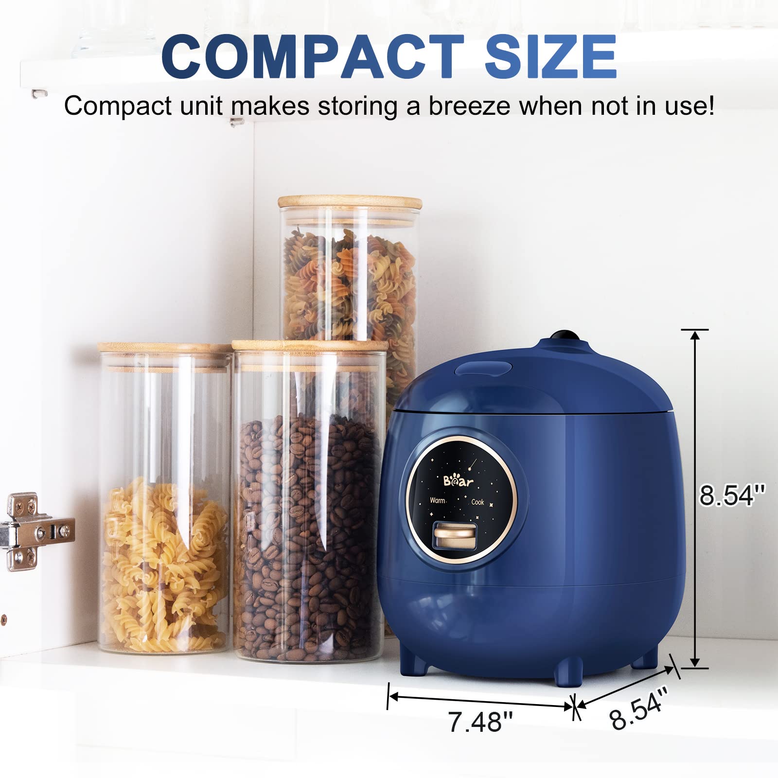Bear mini rice cooker rice paddle beside pot for serving
