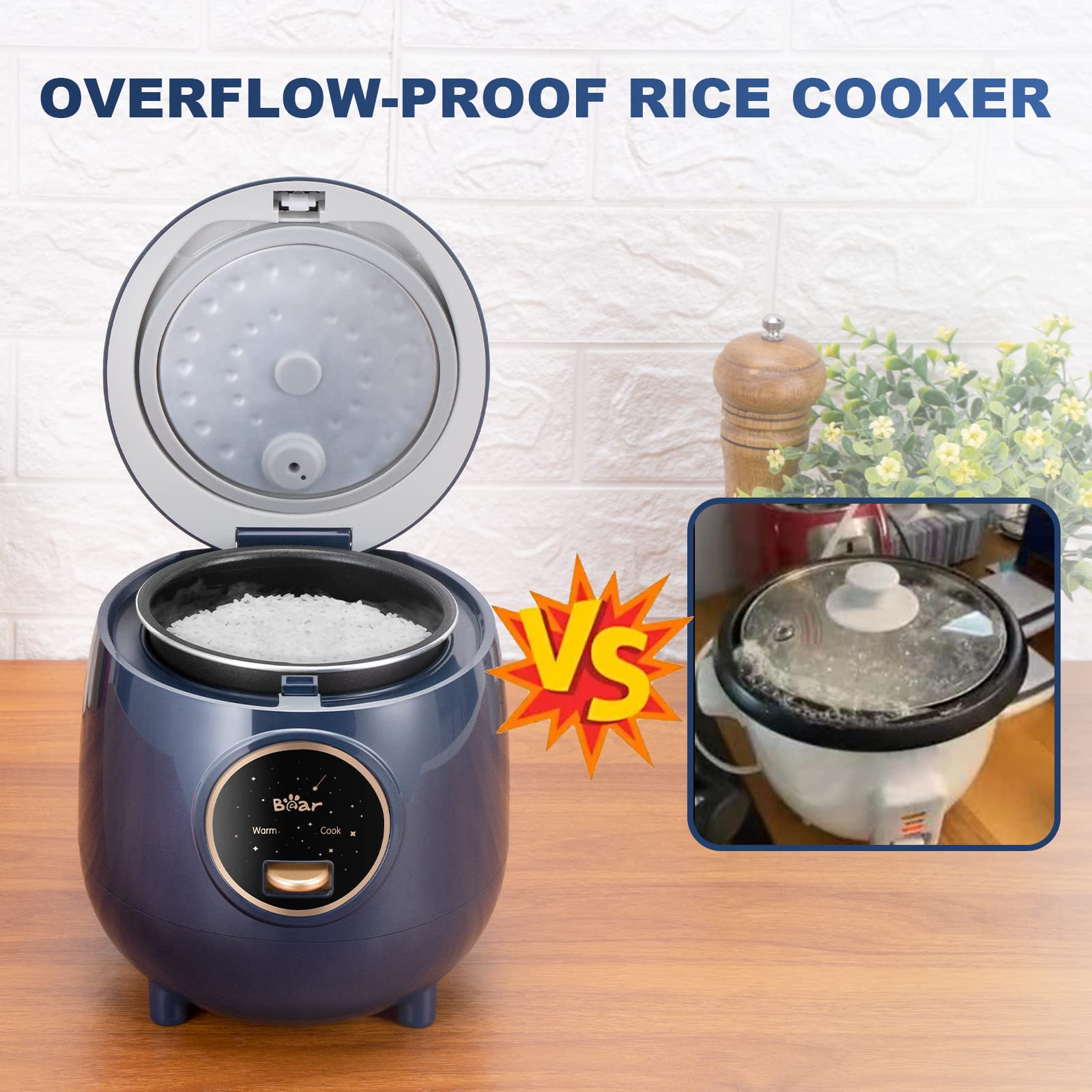 Bear mini rice cooker travel-ready setup in RV or dorm