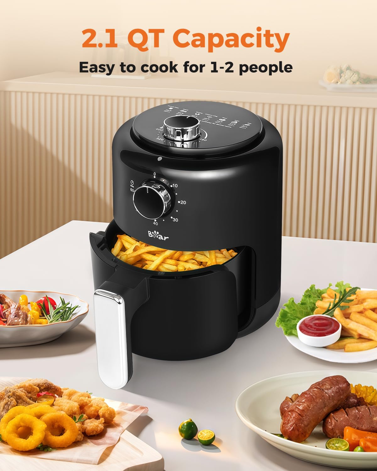 Bear air fryer low oil for crisp textures and healthier meals.