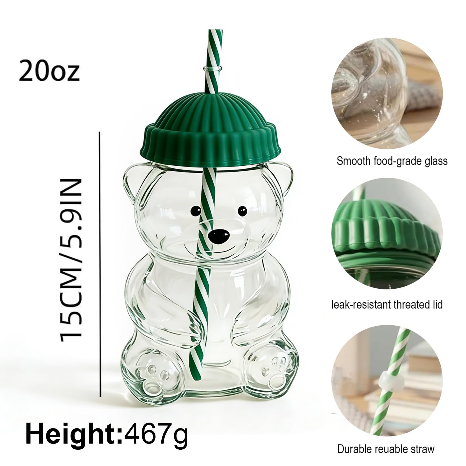 Glass Bear Cup features a charming bear design, great for gifts and daily hydration.