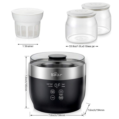 Bear Yogurt Maker lockable lid ensures secure sealing.