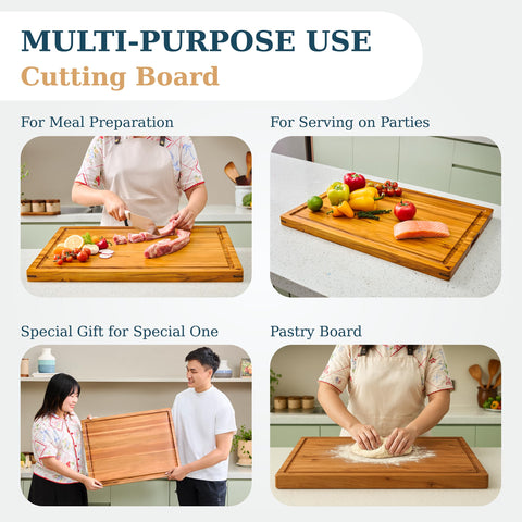 Bearchop acacia board edge grain surface supports smooth, knife-friendly slicing.