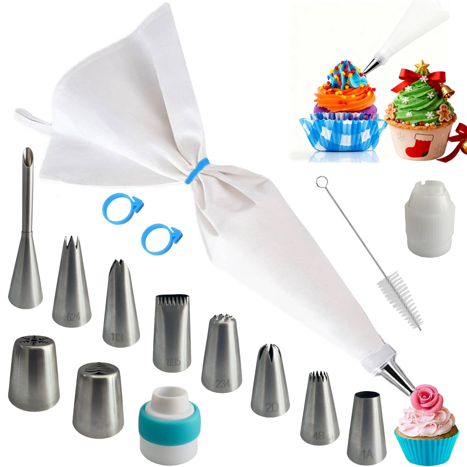 BearDot 16-inch cotton piping bag with tips for smooth frosting distribution.