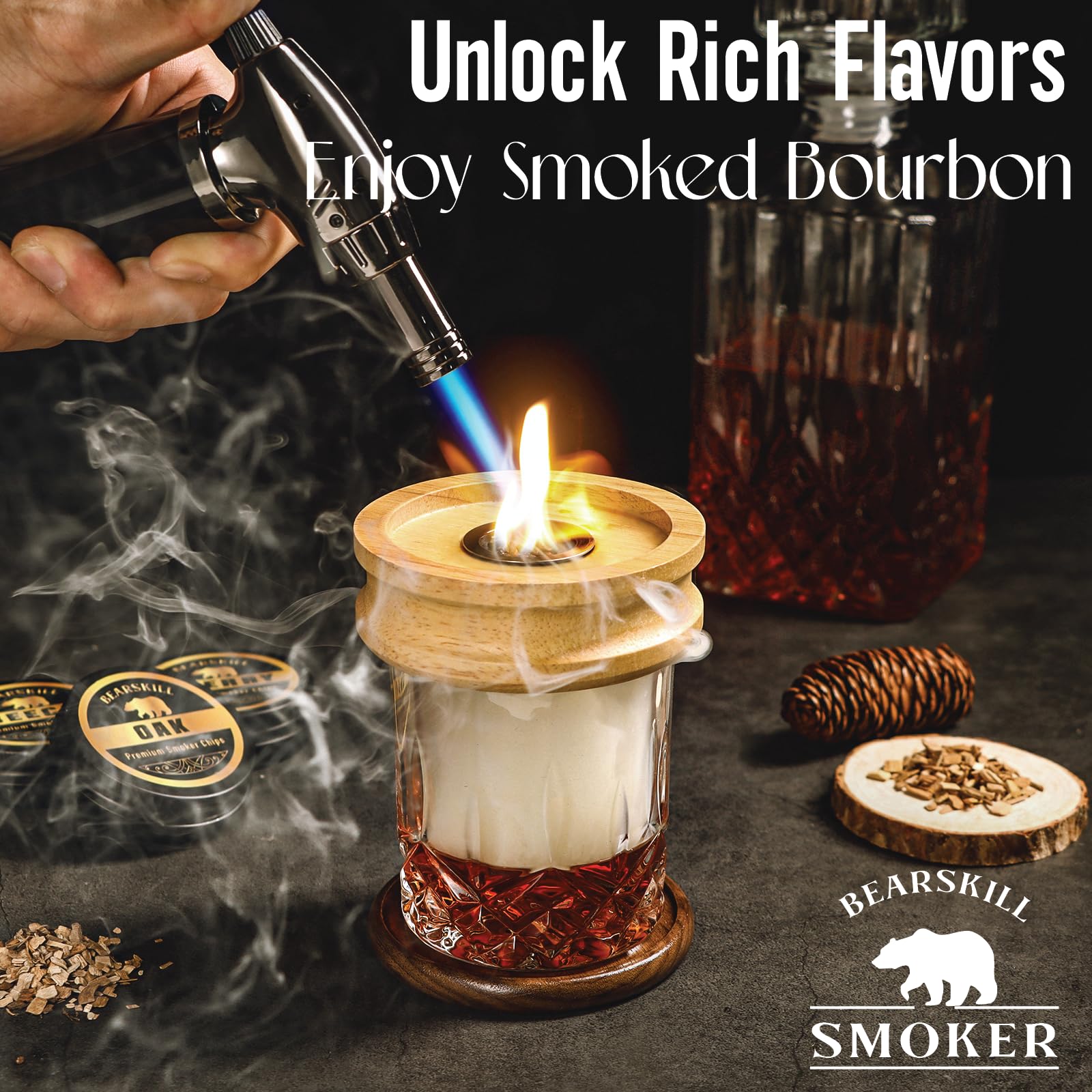 BearSkill cocktail glasses set for serving smoky drinks