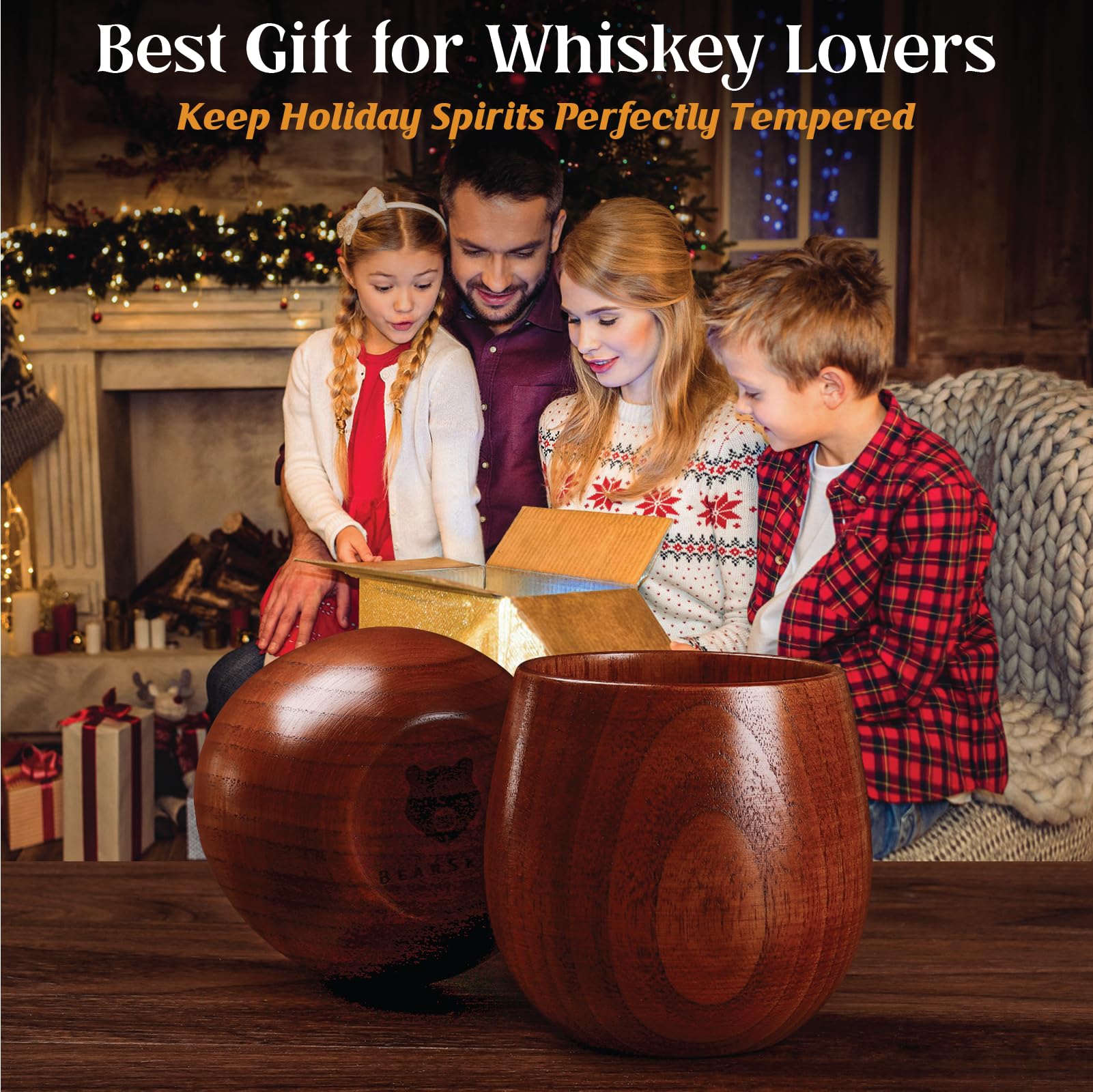 BearSkill durable wooden whiskey tumbler feels sturdy and comfortable in hand