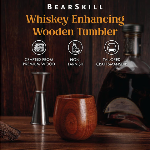 BearSkill wooden old-fashioned glass 2-pack with durable, stylish design for entertaining