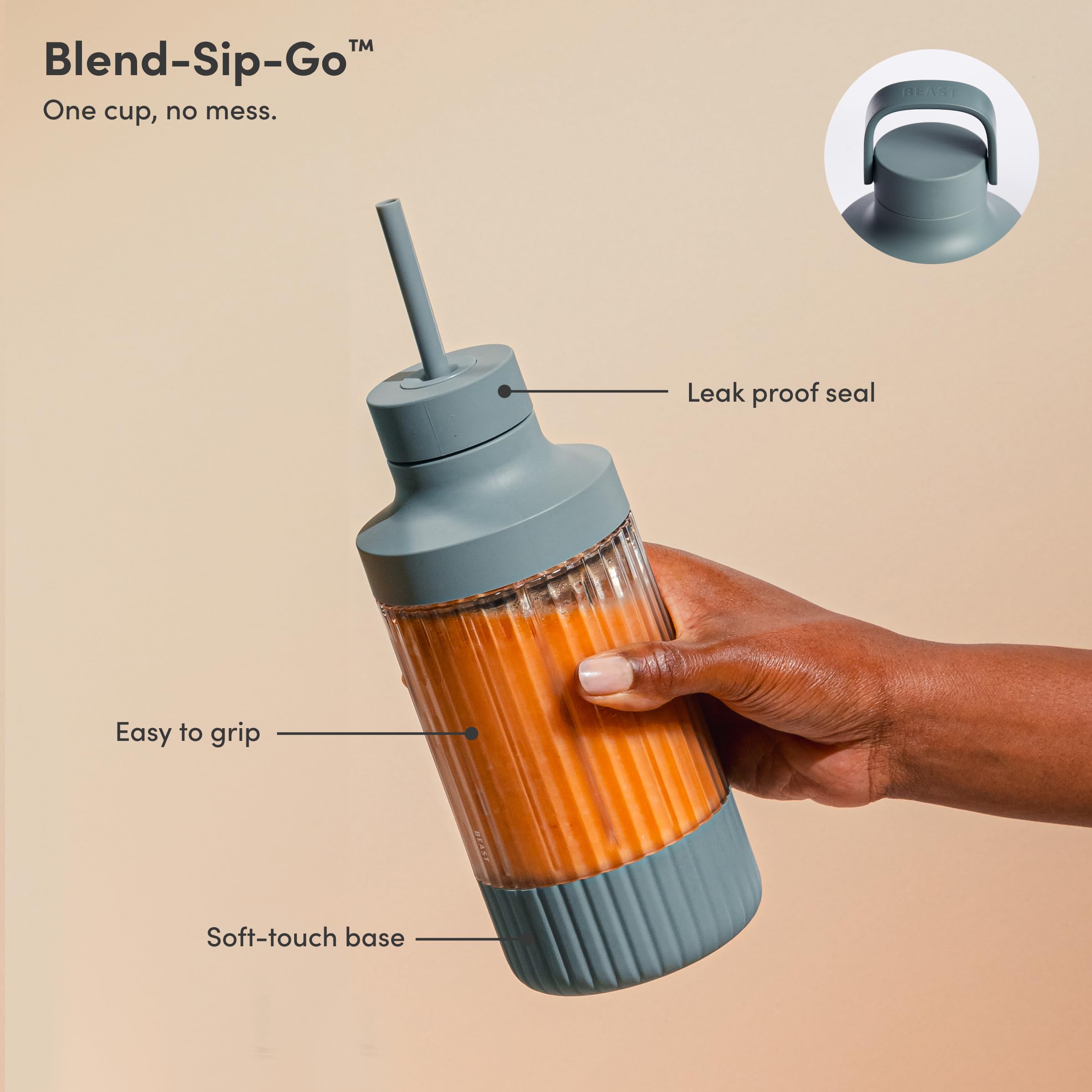 BEAST Mini Blender Plus blends vegetables and fruit into smoothies