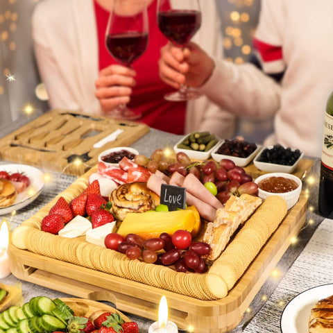 BEAUPLUS charcuterie knife set with magnetic drawers keeps utensils organized.