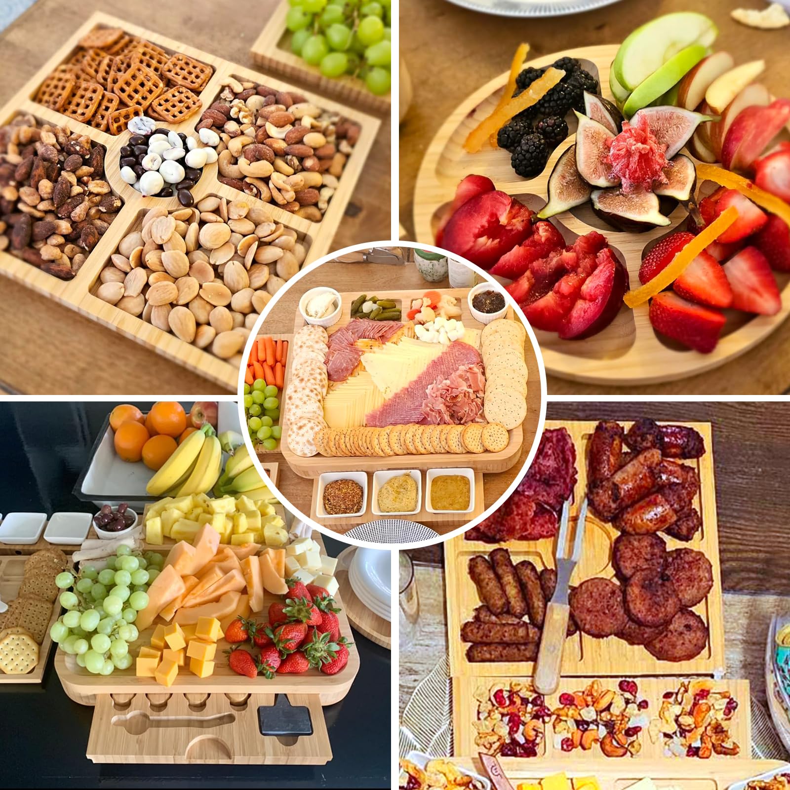 BEAUPLUS serving plates provide additional compartments for meats and fruits.