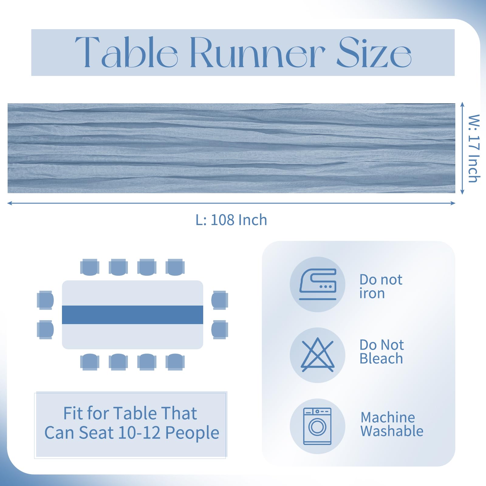 Beautane boho gauze runner with crinkle texture adds romantic drape to any table.