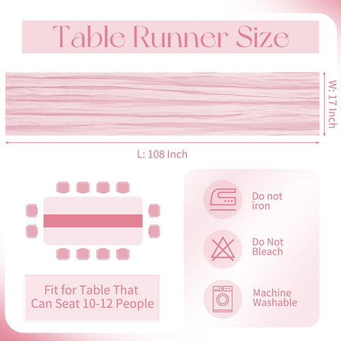 Beautane light pink cheesecloth table runner creates soft drape for baby showers and celebrations.