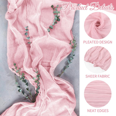 Beautane cheesecloth runner with 17x108 size offers boho backdrop draping.