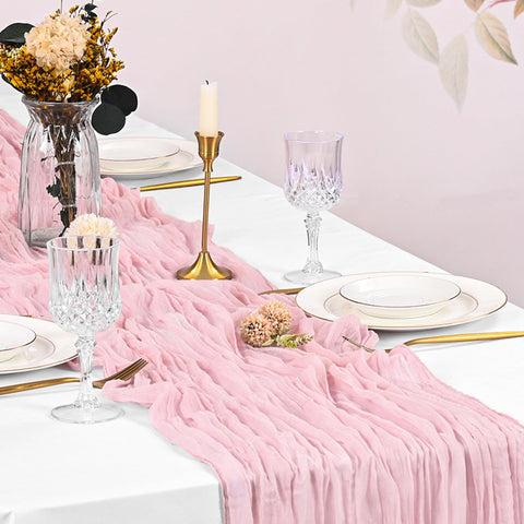 Beautane cheesecloth runners provide a soft, textured finish for photos.