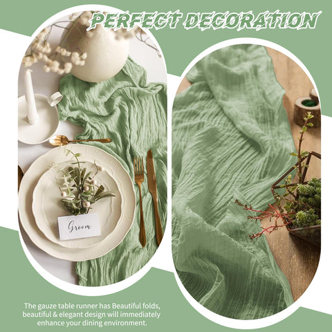 Beautane cheesecloth runner features neatly stitched edges to prevent fraying.