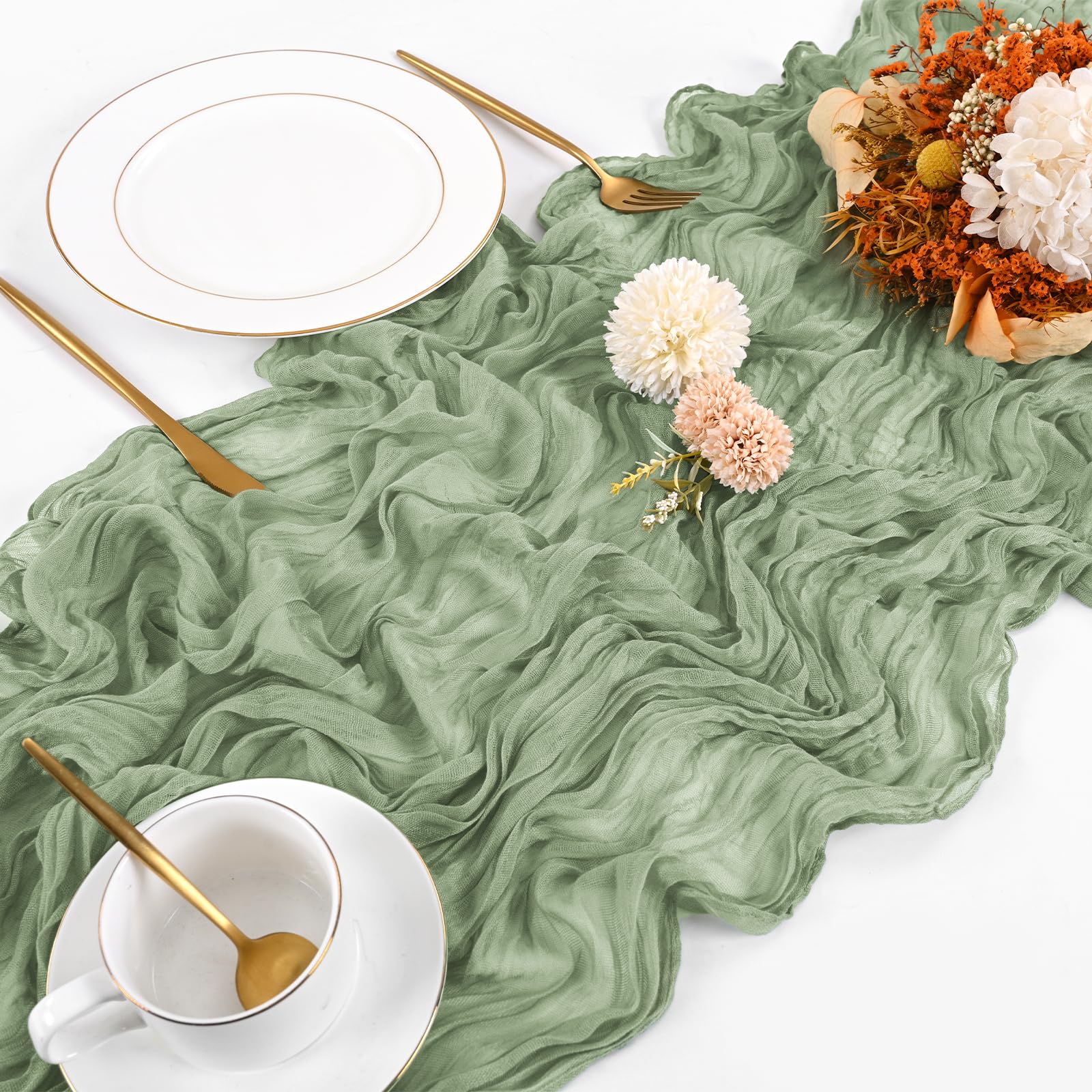 Beautane 17x108 inch runner adds lightweight, romantic texture to tables.