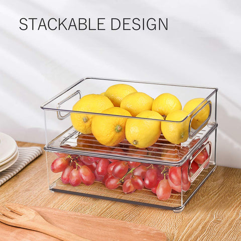 Beauty Cottage fridge bin with handles enables easy access from high shelves.