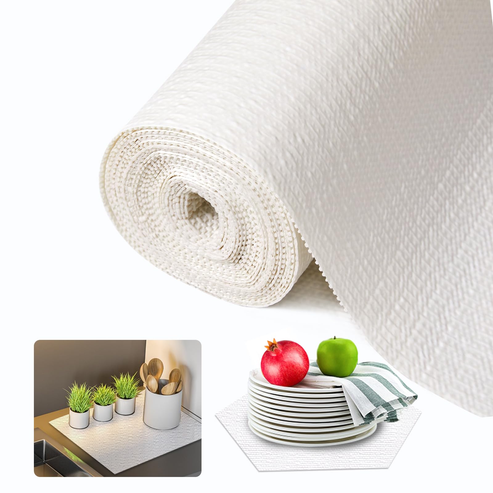 Beautysaid shelf liner white non-slip on kitchen shelves for secure storage