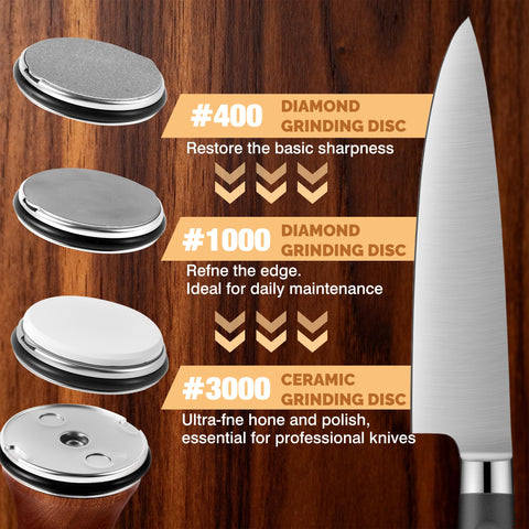 Two BEAYFILY #1000 diamond discs for mid-stage sharpening.