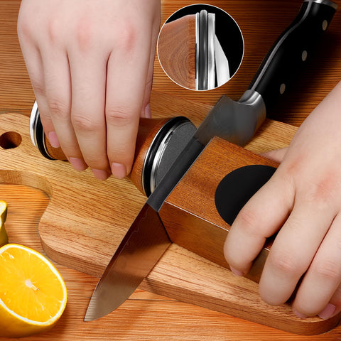 BEAYFILY magnetic base holding various knife sizes for stable sharpening.
