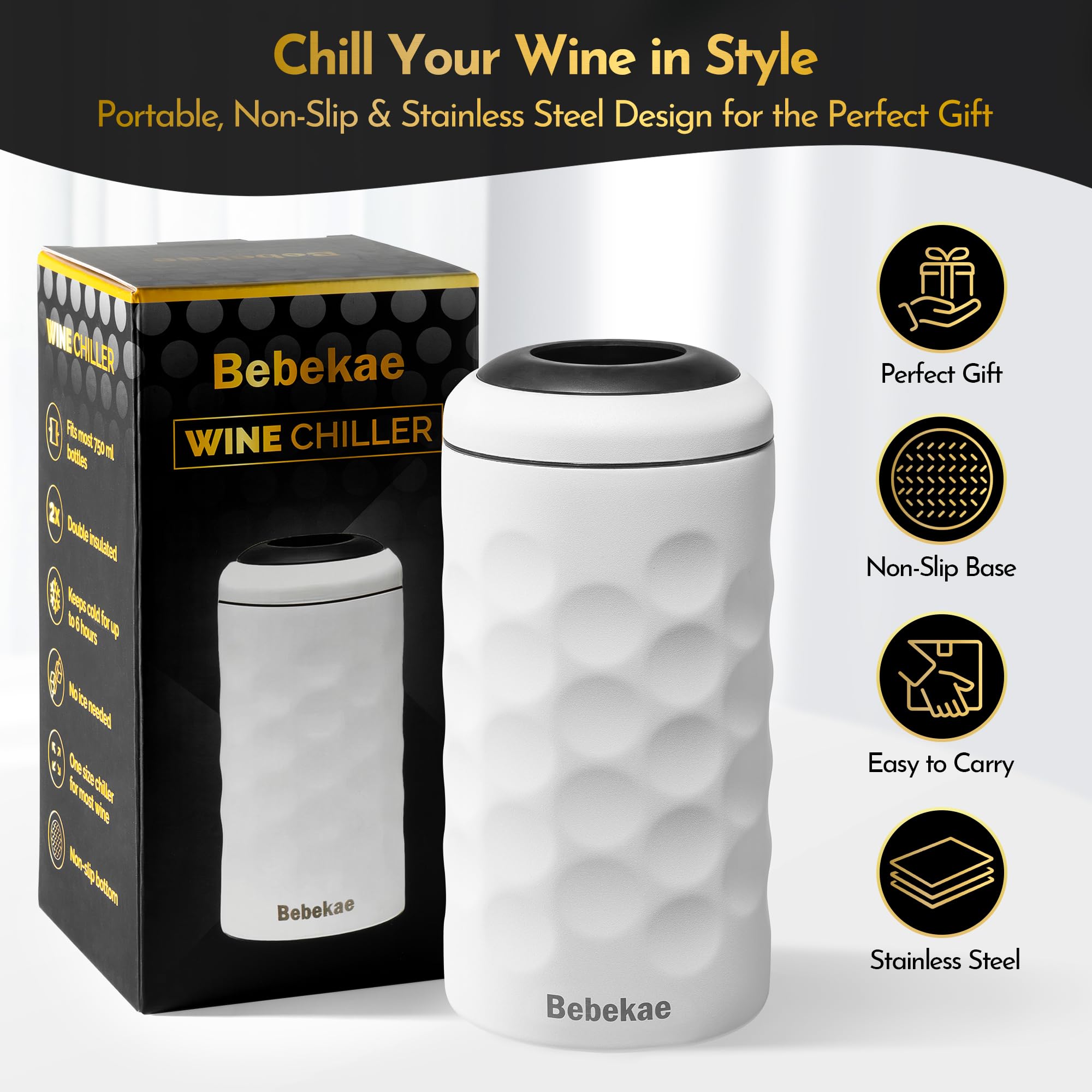 Bebekae elegant white finish adds style to any table.